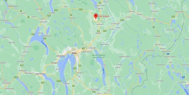 Mapa lotnisk w Oslo