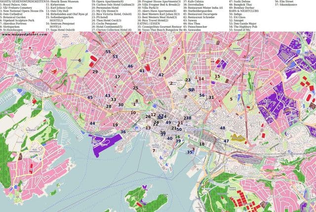 Mapa zabytków Oslo