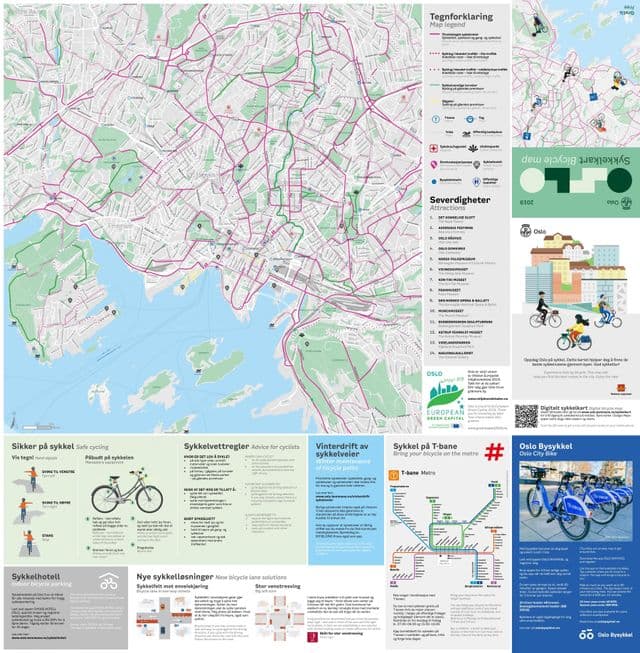 Mapa ścieżek rowerowych w Oslo