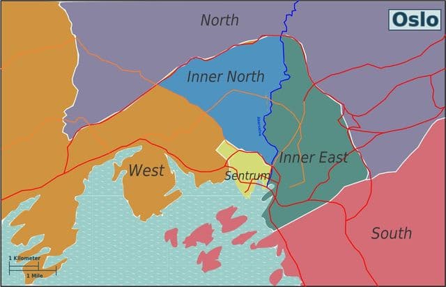 Mapa dzielnicy Oslo