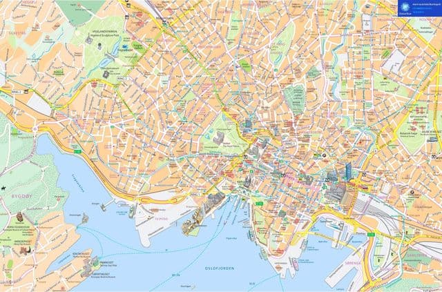 Mapa centrum Oslo