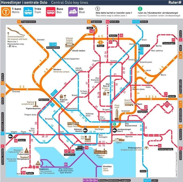 Mapa transportowa Oslo